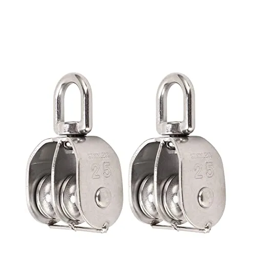 Garosa M25 bloc poulie double inox 2 pièces 150 kg