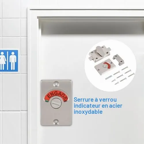 Garosa verrou indicateur de porte WC vacant/occupé acier inoxydable