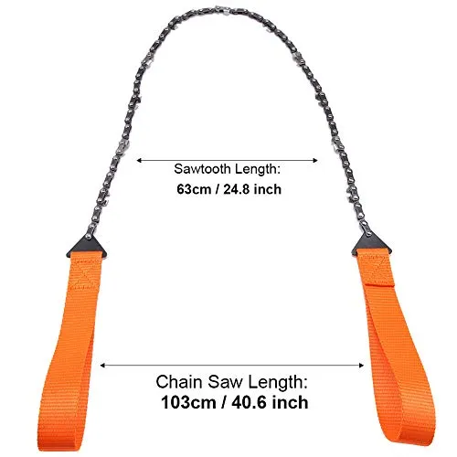 Garosa scie à chaîne manuelle pliante 103 cm orange avec sac