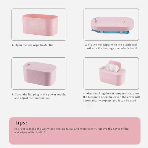 Garosa chauffe-lingettes bébé rose LED 60°C USB
