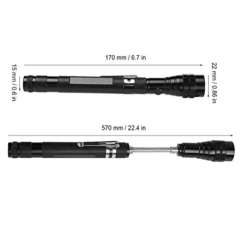 Garosa Mini Torche LED télescopique noire magnétique