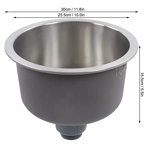 Garosa mini évier rond 30 cm en inox avec crépine et raccord de vidange