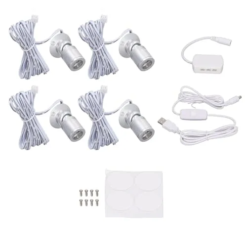Garosa mini spot LED USB argent 4 pièces 5V