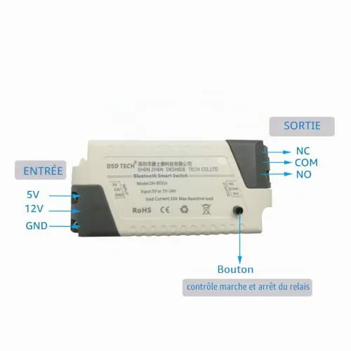 DSD TECH Bluetooth SH-BT01C relais 1 canal V2