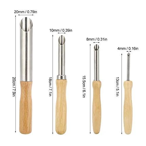 Garosa outils de poterie coupe-trous ronds 4 pièces, manches bois