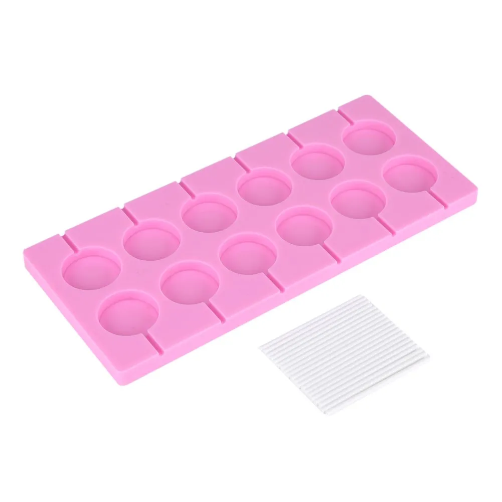 Garosa moule à sucettes rondes en silicone 12 cavités avec 12 bâtonnets