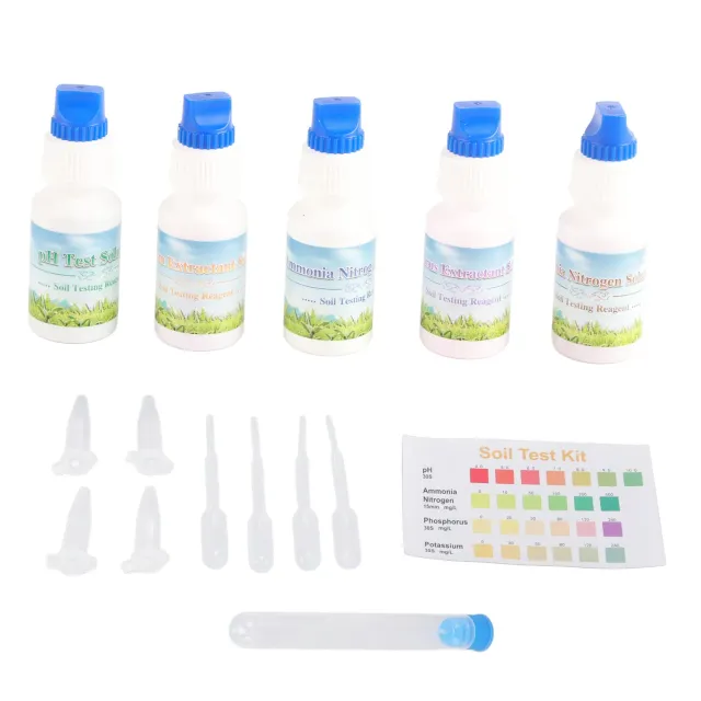 Garosa kit d’analyse de sol NPK 5 flacons, réactifs liquides