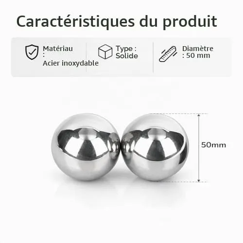 Garosa boules Baoding 50 mm en acier inoxydable 304, lot de 2
