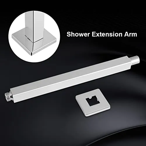 Garosa bras de douche mural 30 cm chromé en inox et laiton