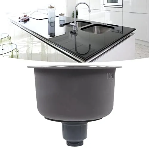 Garosa mini évier rond 30 cm en inox avec crépine et raccord de vidange