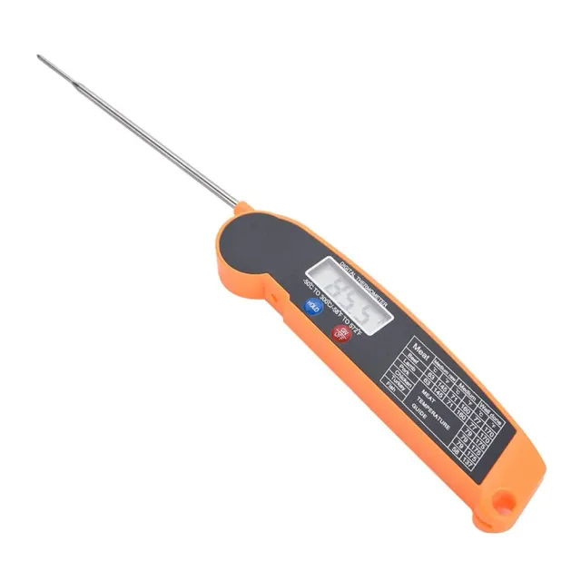 Garosa thermomètre alimentaire numérique LCD à sonde pliable orange