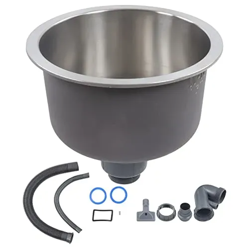 Garosa mini évier rond 30 cm en inox avec crépine et raccord de vidange