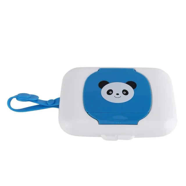 Garosa boîte à lingettes portable blanc et bleu, avec sangle silicone