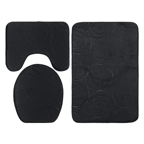 Garosa tapis de salle de bain lot de 3 noir et blanc absorbant
