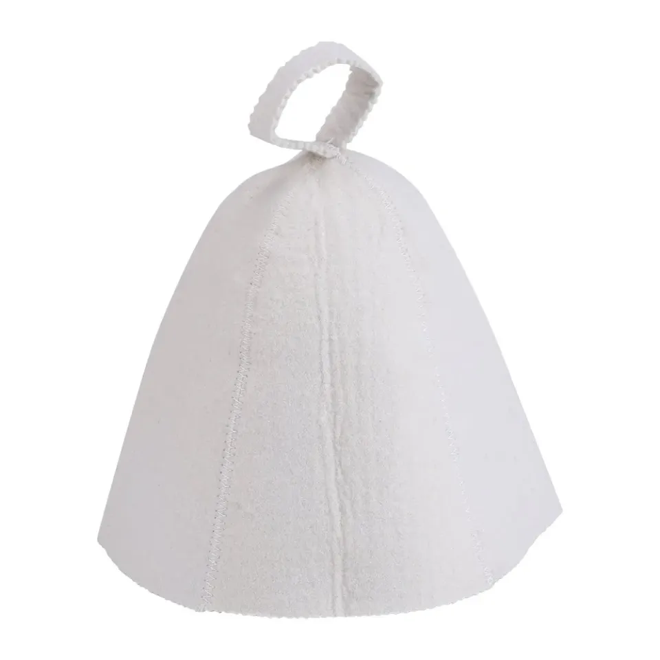 Garosa bonnet de sauna en feutre de laine blanc