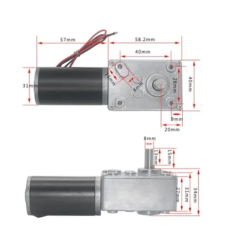 Garosa moteur à vis sans fin 12 V 50 RPM, arbre 8 mm