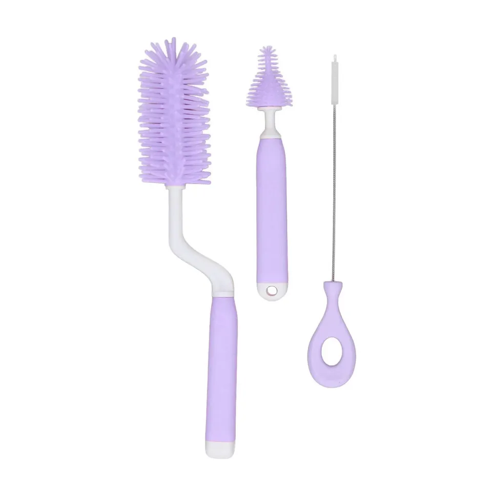 Garosa kit brosses biberon silicone violet 3 pièces 31 cm