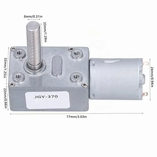 Garosa JGY-370 Moteur Réducteur 12V 150 RPM Arbre M8 Fileté
