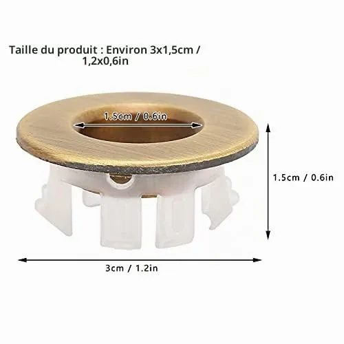 Garosa cache de trop-plein rond lavabo et baignoire bronze huilé