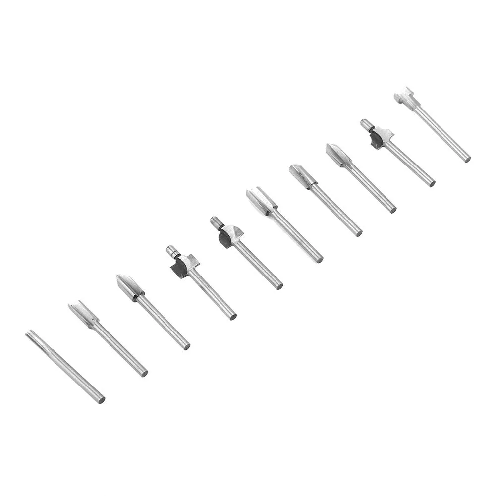 Garosa mini-fraises à bois tige 3,2 mm lot de 10 acier rapide