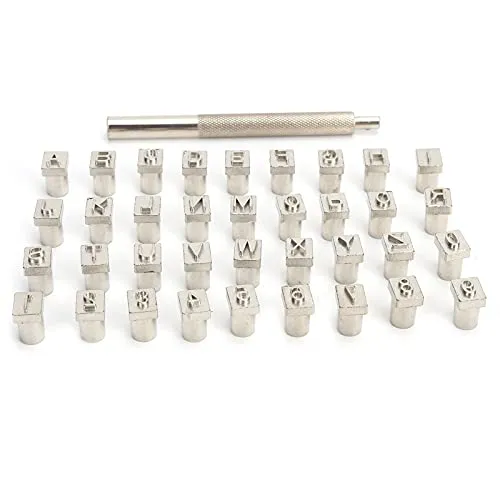 Garosa jeu de poinçons alphabet cuir A-Z et 0-9 36 pièces 6,5 mm