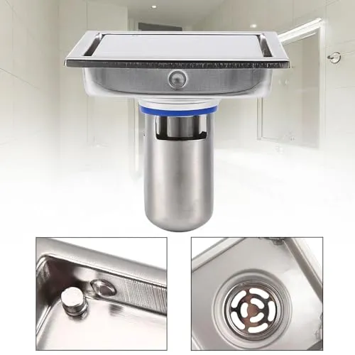 Garosa drain de sol carré 110 mm inox 304 avec filtre amovible